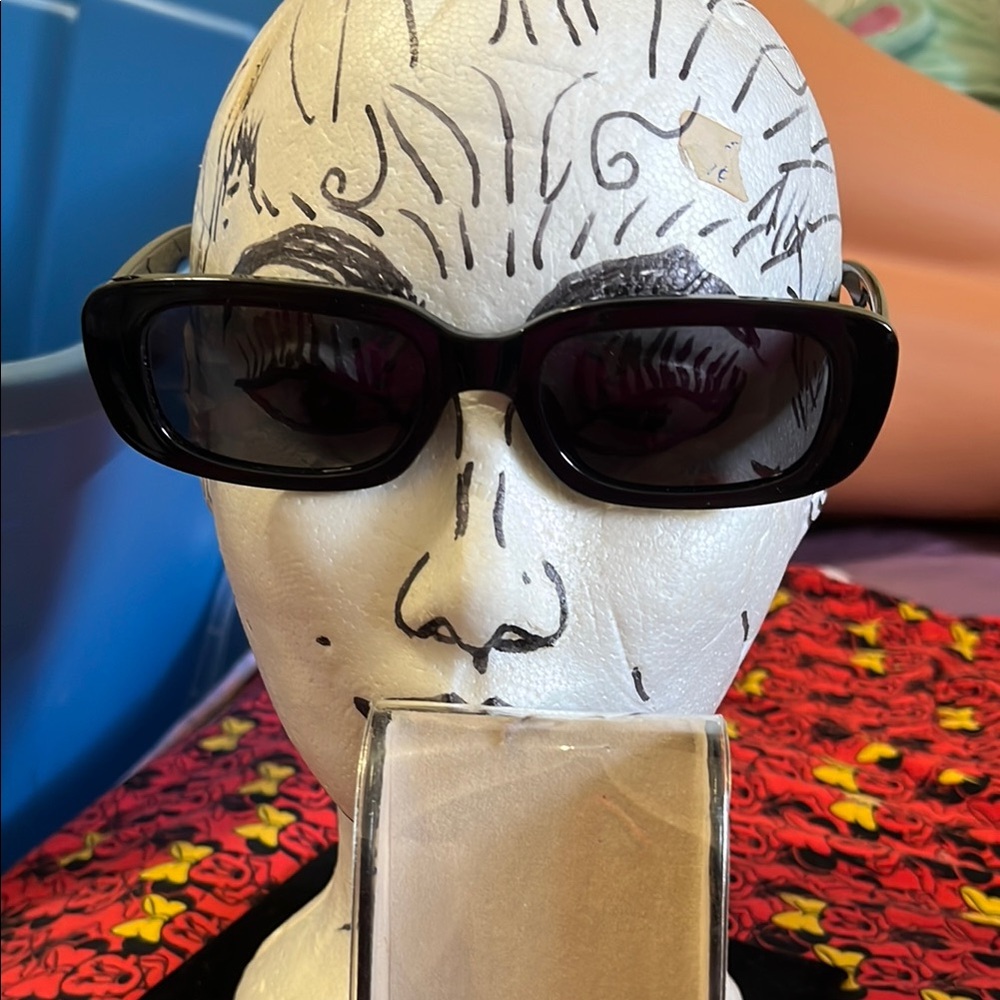 Black Rectangular Wrap-Around Glasses - image 1